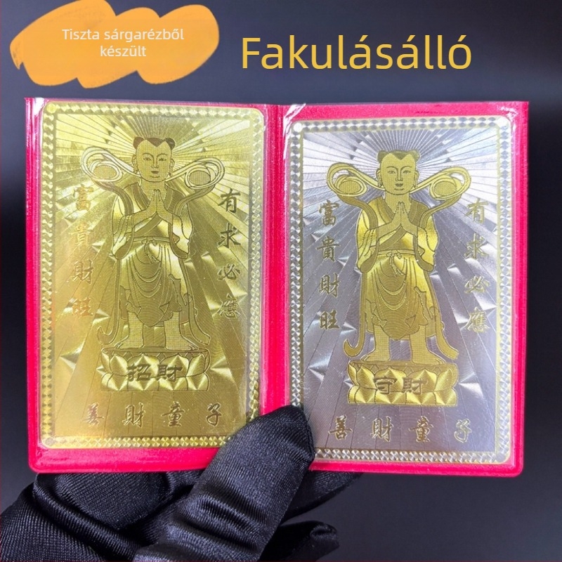 Gravírozható arany- és ezüst imakártya-készlet, Putuo-hegy gazdagság gyermeke istennője által inspirálva