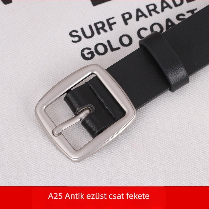 Koreai chic stílusú öv négyzetes csattal, retro dizájn, műbőr, mindennapi viseletre, diákoknak, egyszerű és sokoldalú
