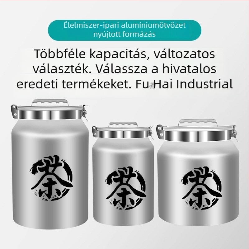 Alumínium teás tartály, nagy kapacitású, zárható tároló