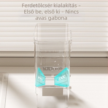 Élelmiszer-minőségű zárható falra szerelhető gabona- és rizstároló, műanyag, átlátszó, nedvességálló