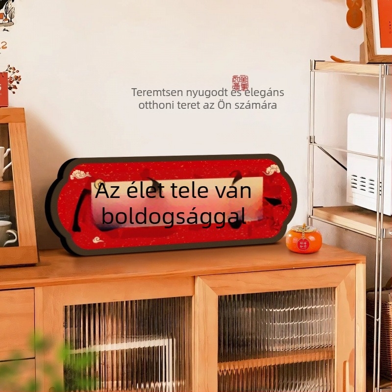 Kristályból készült, új kínai stílusú áldásos dekorációs készlet keretekkel és ünnepi festményekkel nappalira és TV-állványra
