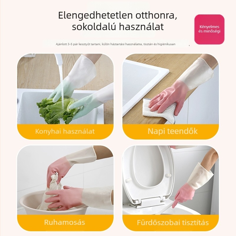 Vízálló latex kesztyűk mosogatáshoz, mosáshoz és házimunkákhoz, zöldségek tisztításához