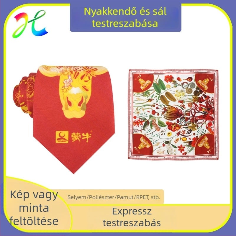 Női és férfiak számára készült selyem sál készlet, nyomtatott minta, 100% selyem, négyszögletes formátum