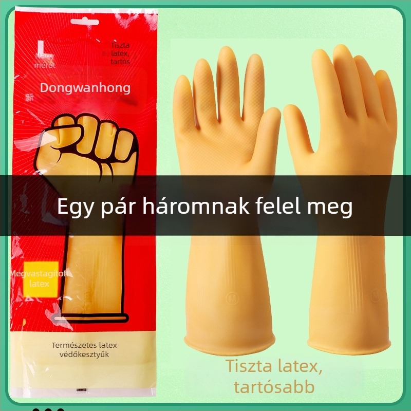 Xindongwanhong tiszta latex kesztyűk háztartási, konyhai és mosási feladatokra, tartósak, vízállóak, vastagított
