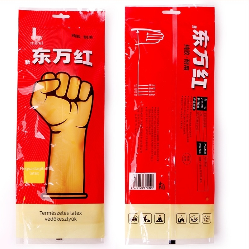 Xindongwanhong tiszta latex kesztyűk háztartási, konyhai és mosási feladatokra, tartósak, vízállóak, vastagított