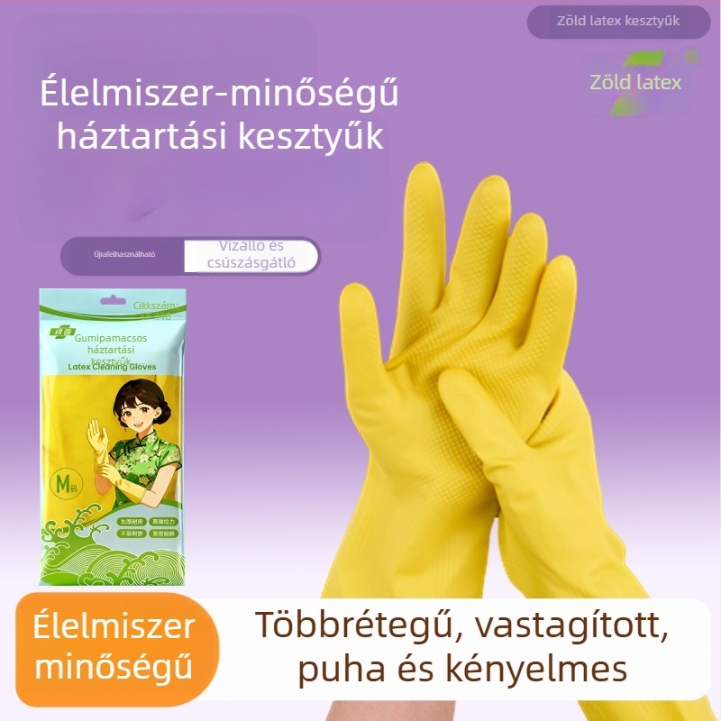 Green Grass vastag gumikesztyűk, latex edénymosó és háztartási kesztyűk, kopásálló mosási kesztyűk