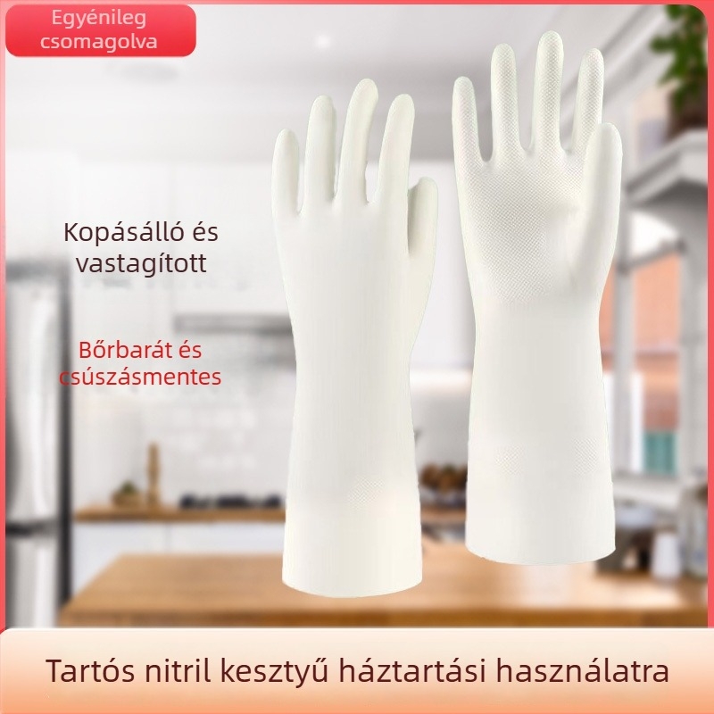 Élelmiszer-minőségű nitril kesztyűk háztartási feladatokra, konyhai takarítás, olajálló, hosszú, tartós, szakadásálló, mosogatáshoz