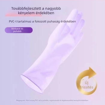 Egyszer használatos nitril kesztyű, hosszított hosszúságú, élelmiszer-minőségű, vastag és tartós, csúszásmentes, vízálló, a konyhai tisztításhoz és háztartási feladatokhoz