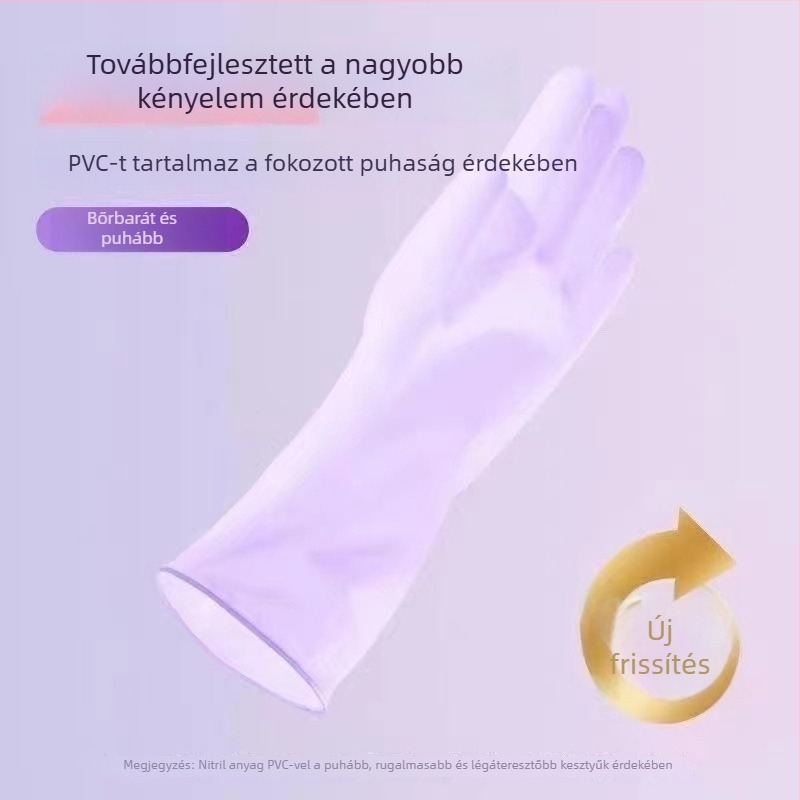 Egyszer használatos nitril kesztyű, hosszított hosszúságú, élelmiszer-minőségű, vastag és tartós, csúszásmentes, vízálló, a konyhai tisztításhoz és háztartási feladatokhoz