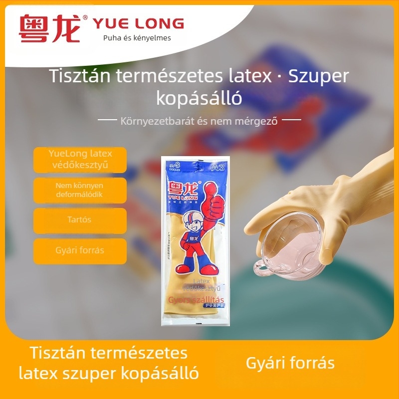 Latex kesztyű mindennapi háztartási használatra, sav- és lúgálló, védelem tisztítás közben, edények és autó mosására, Shark kesztyűk A3