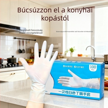 12 hüvelykes nitril kesztyűk, hosszúak és strapabírók, átlátszóak, háztartási és konyhai feladatokhoz, olajálló, sav- és lúgálló.