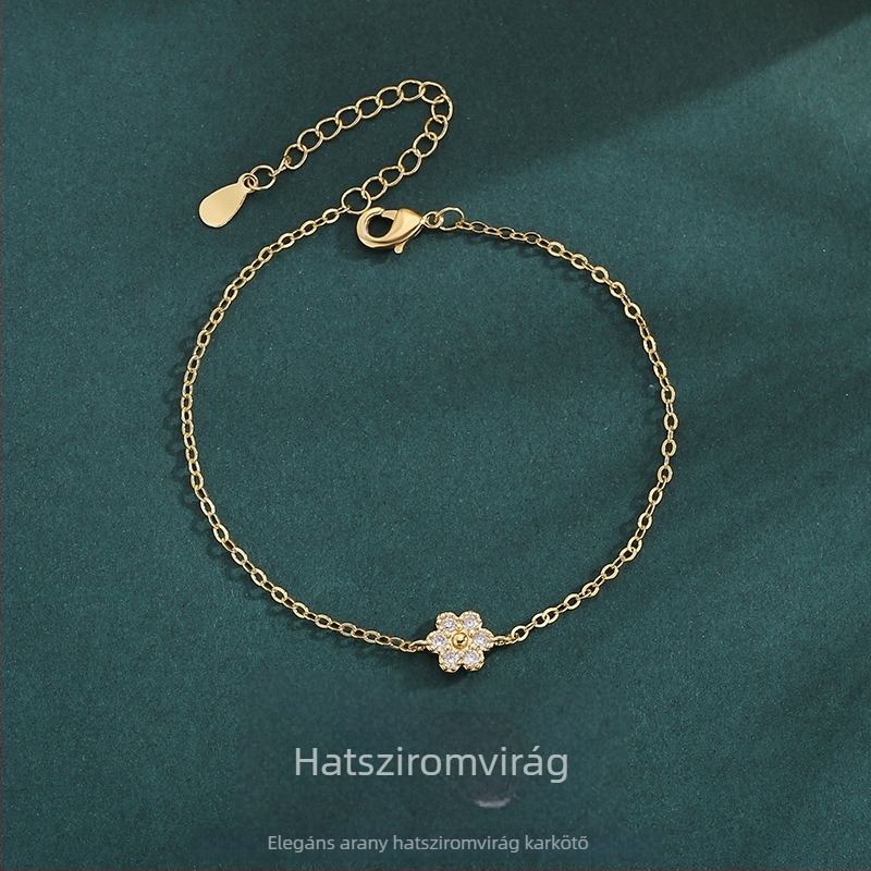 Női karkötő hatlevelű virággal, nyárra, magas minőségű, könnyű luxus, minimalist dizájn.