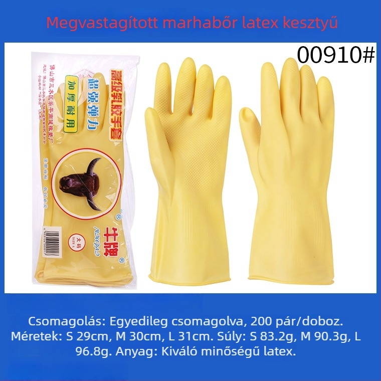 Bull Brand latex kesztyűk háztartási használatra – mosogatáshoz, vízálló és olajálló, bézs színben