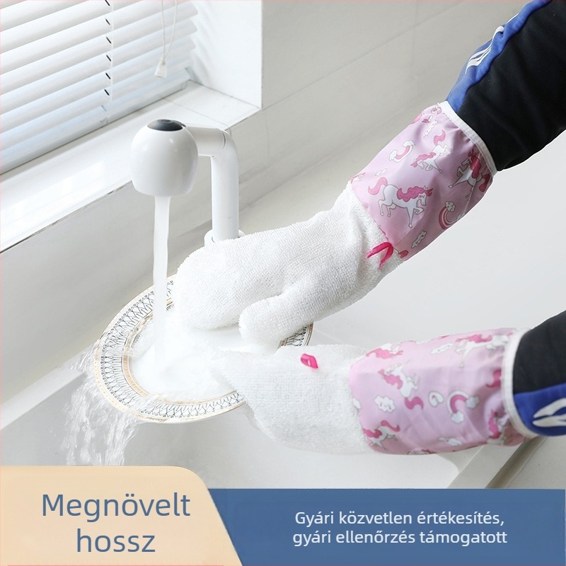 Bambuszrostból készült edénymosó kesztyűk, olajálló és vízálló, 32 cm hosszú