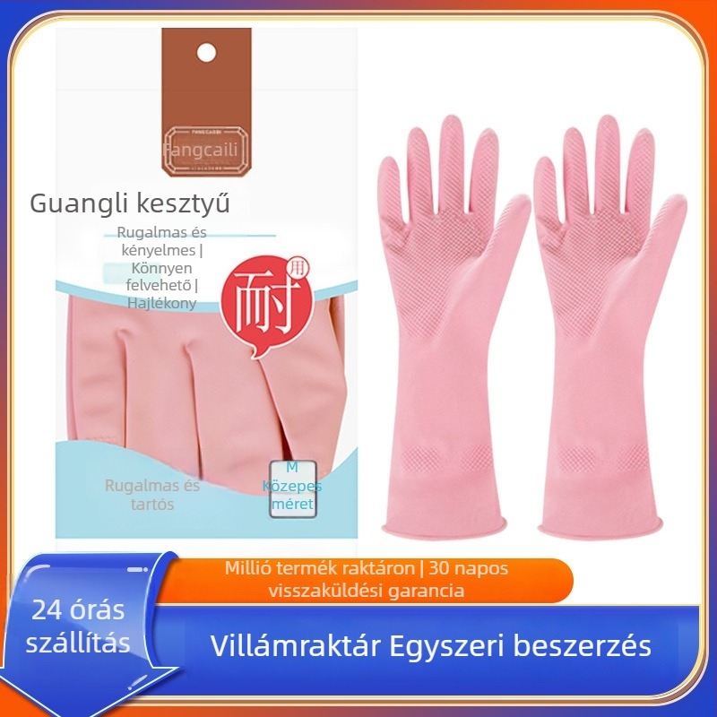 Konyhai tisztító és mosogatós kesztyűk, könnyű háztartási gumikesztyűk, olajálló és szennyeződés-ellenálló, közepes méret