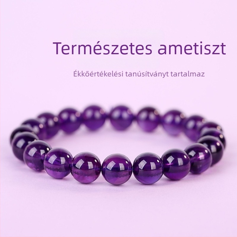 Természetes ametiszt karkötő női, egysoros, gyűjteményminőség, ajándék, szerencse ékszer