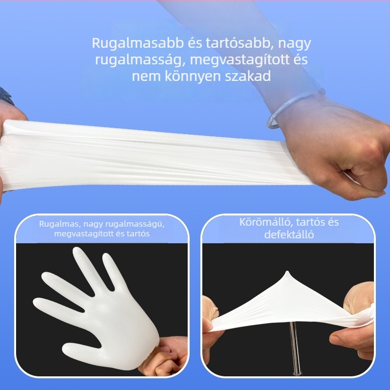 Egyszer használatos nitril kesztyűk háztartási feladatokra, tisztításra és edények mosogatására, hosszú csuklórésszel, vízálló konyhai kesztyűk