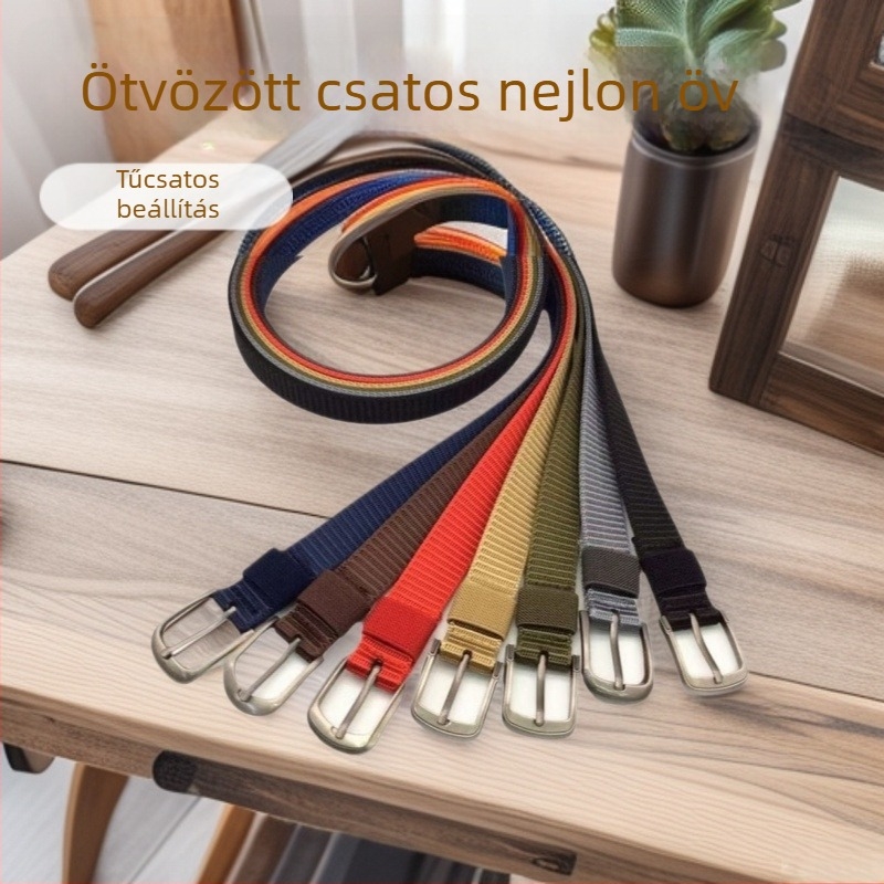 Női vászon öv 2,5 cm szélességű ötvözet csattal, szövött nylon, hétköznapi, elegáns, egyszerű, tartós.