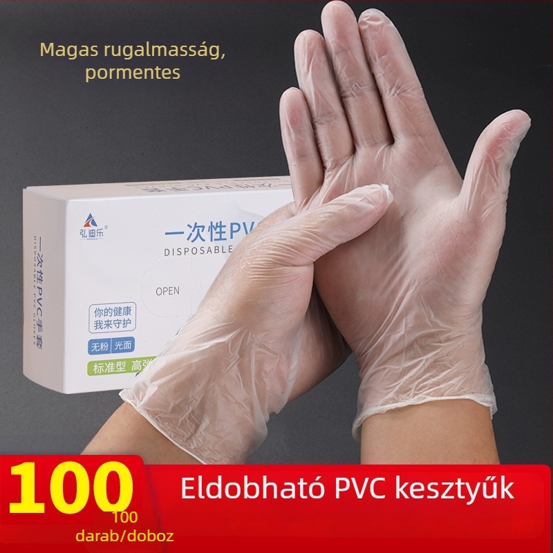 PVC egyszer használatos kesztyűk élelmiszerrel érintkezőek, vízállóak és tartósak, konyhai és háztartási használatra