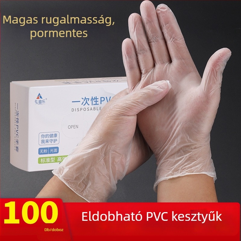 PVC egyszer használatos kesztyűk élelmiszerrel érintkezőek, vízállóak és tartósak, konyhai és háztartási használatra