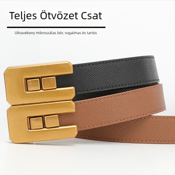 Női műbőr öv IN-stílusban, mindennapi karcsú deréköv téglalap alakú csattal, 2–4 cm szélesség, 90/100/120 cm hosszúság