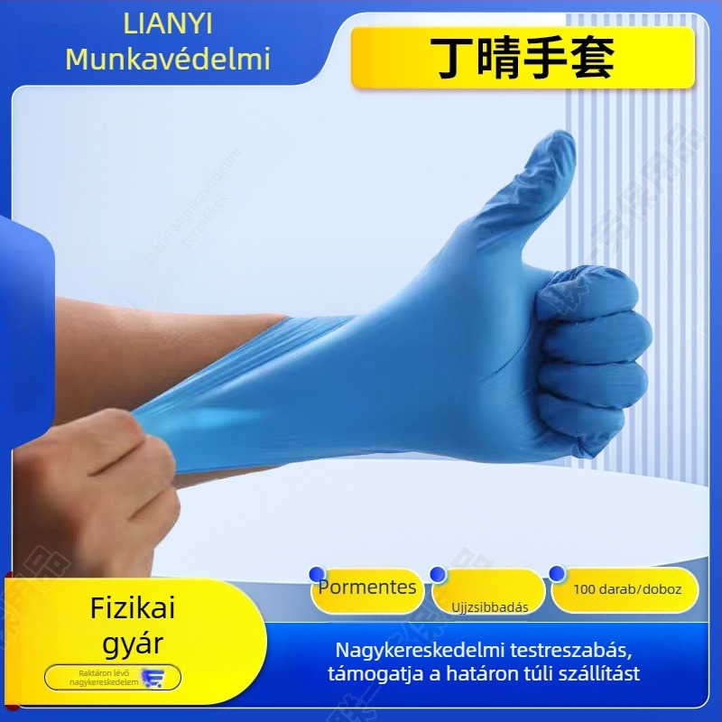 Ascend 9 hüvelykes egyszer használatos nitril kesztyűk, vastagodott tartósságért, konyha, catering, háztartás és laboratórium számára
