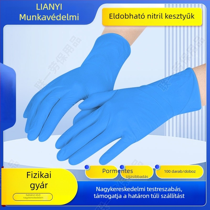 Ascend 9 hüvelykes egyszer használatos nitril kesztyűk, vastagodott tartósságért, konyha, catering, háztartás és laboratórium számára
