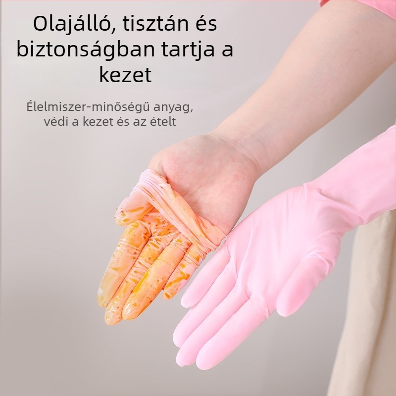 Nitril konyhai kesztyű mosogatáshoz, hosszú mandzsetta, élelmiszer-minőségű, vízálló és olajálló