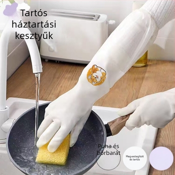 Vastagított PVC mosogatós kesztyű fleece béléssel, vízálló és olajálló, tartós konyhai kesztyű