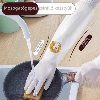 Vastagított PVC mosogatós kesztyű fleece béléssel, vízálló és olajálló, tartós konyhai kesztyű