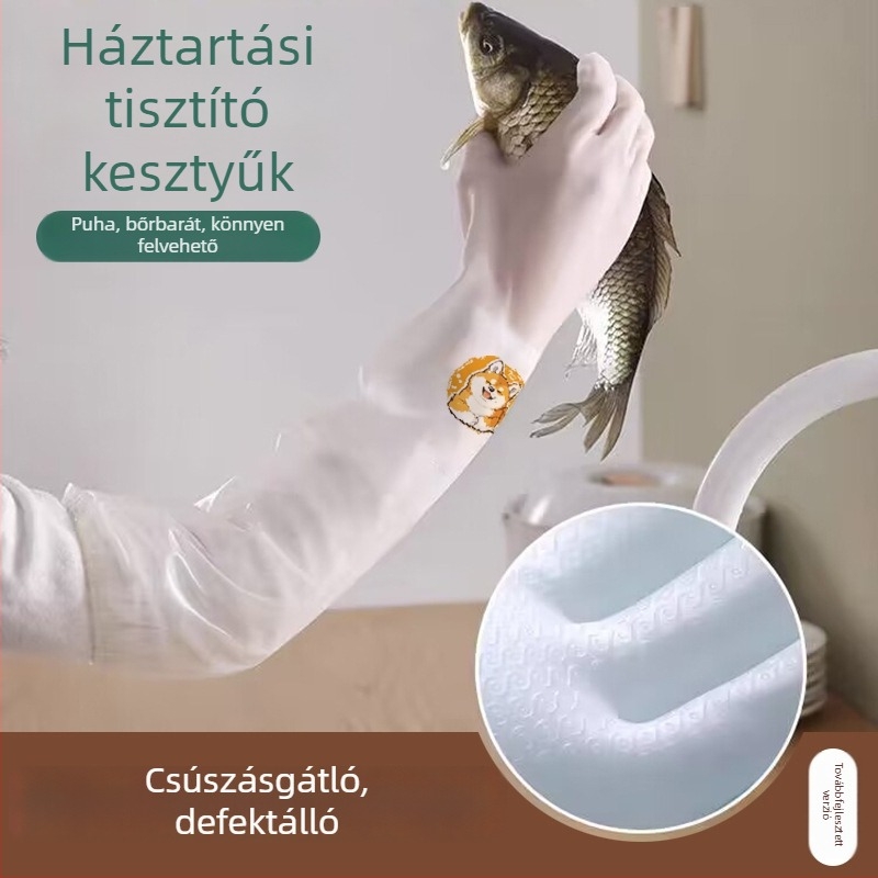 Vastagított PVC mosogatós kesztyű fleece béléssel, vízálló és olajálló, tartós konyhai kesztyű