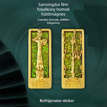 Sanxingdui hűtőmágnes, bronz Istenfája, folyóhomok hatású, kulturális kreatív ajándék