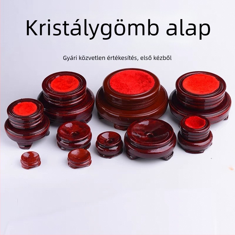 Kerek forgó kristálygömb tartó fa alapú kijelzővel otthonra és irodába