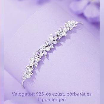 S925 ezüst női karkötő wisteria virággal és mosollyal, finom minimalistista, édes barátság ékszer, születésnapra