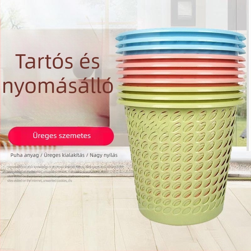 Egyszerű műanyag szemetes fürdőszobába és nappaliba, lyukacsos kialakítású, papírkosár otthoni használatra