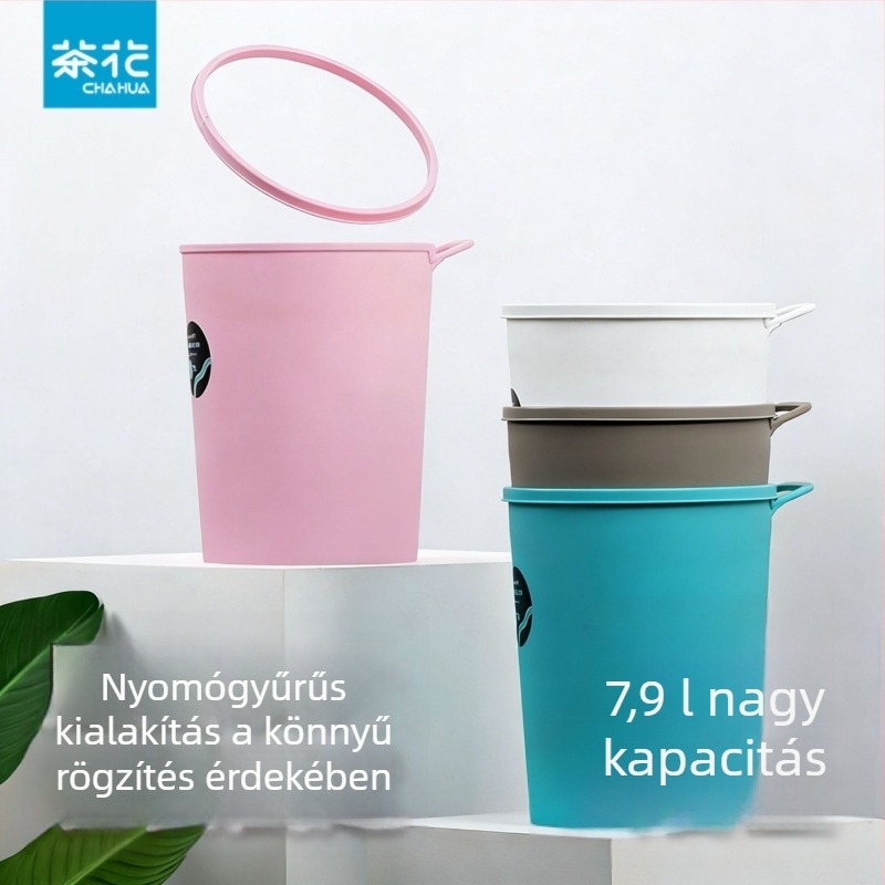 Kamélia szemetes, háztartási használatra, a nappaliba és a konyhába, fedél nélkül, nyomógyűrűvel, minimalist design, 8 L
