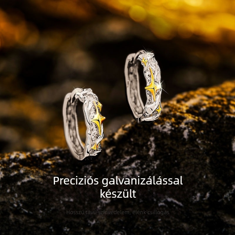 S925-ös sterling ezüst egyedi csillag fülbevaló férfiaknak, különleges, trendi és sokoldalú ékszer, minimalist stílus, ajándék