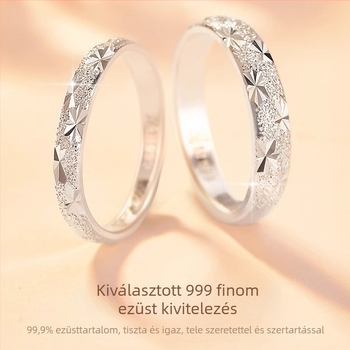 999 Sterling ezüst pár gyűrű – Csillagos Ég mintázat, könnyű luxus, különleges dizájn, Valentin-napi ajándék