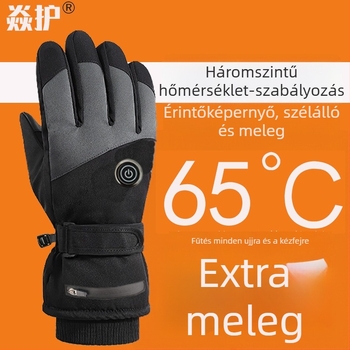 7,4V Li-ion akkumulátoros melegítő kesztyű télre, érintőképernyő-kompatibilis, síeléshez, motorkerékpározáshoz és kerékpározáshoz