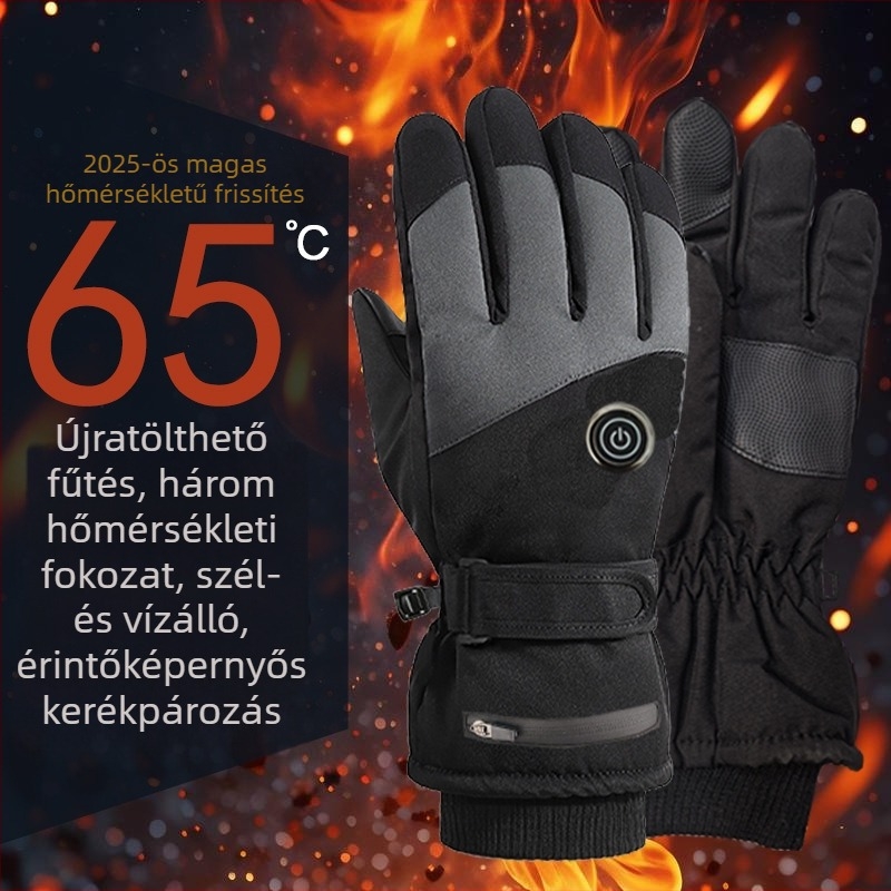 7,4V Li-ion akkumulátoros melegítő kesztyű télre, érintőképernyő-kompatibilis, síeléshez, motorkerékpározáshoz és kerékpározáshoz
