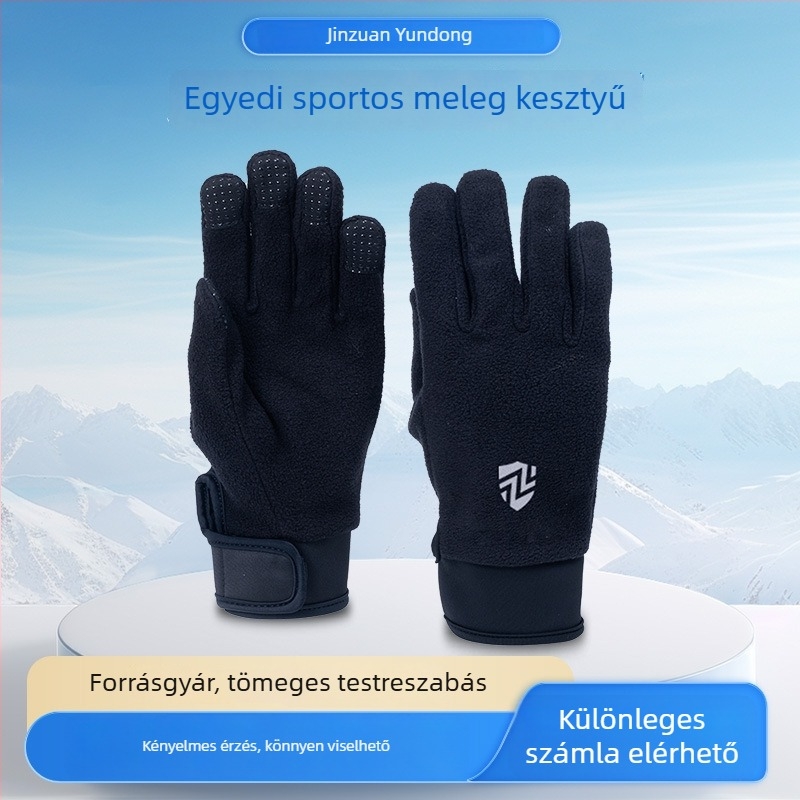 Férfiak és nők számára tervezett kültéri sportkesztyűk, téli meleg, vékony polár fleece kesztyűk őszre és télre, teljes ujjas érintőképernyő kompatibilis