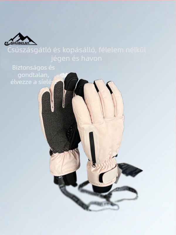 Téli síkesztyűk uniszex, szélálló és vízálló, fleece béléssel, érintésérzékeny képernyő-kompatibilis, kültéri sportokhoz és kerékpározáshoz, 3M Thinsulate
