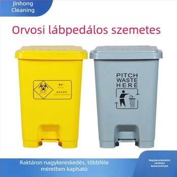 Nagy műanyag orvosi hulladékgyűjtő kuka pedállal és fedővel, kereskedelmi felhasználásra, szállodai konyhákhoz