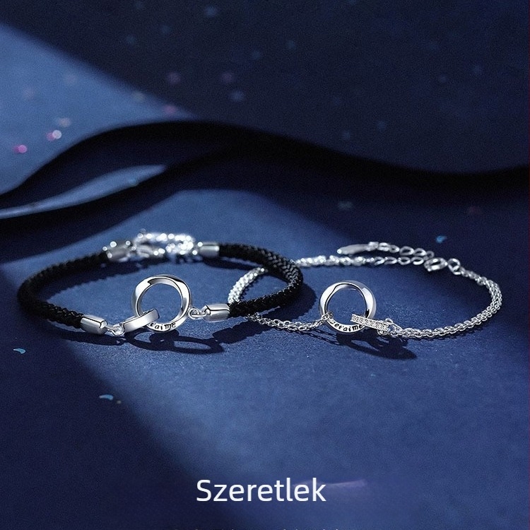 Mobius karkötő párnak – Szeretlek, uniszex, réz és cirkón kövekkel, Instagram-stílusú ékszer