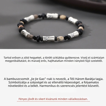 Férfi ezüstbevonat bambusz szegmenses karkötő, letisztult és elegáns