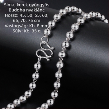 Koreai stílusú Buddha gyöngy nyaklánc, fényes üreges gömbölyű gyöngyökkel, férfiaknak, minimalist és divatos.