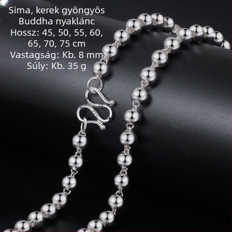 Koreai stílusú Buddha gyöngy nyaklánc, fényes üreges gömbölyű gyöngyökkel, férfiaknak, minimalist és divatos.