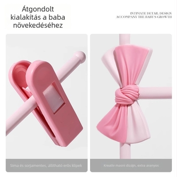 Gyerekeknek készült műanyag csúszásmentes, multifunkcionális ruhacsipeszek – állítható teleszkópos, vastagított nadrág- és szoknyatartó, babaruhák szárításához (5 darab)