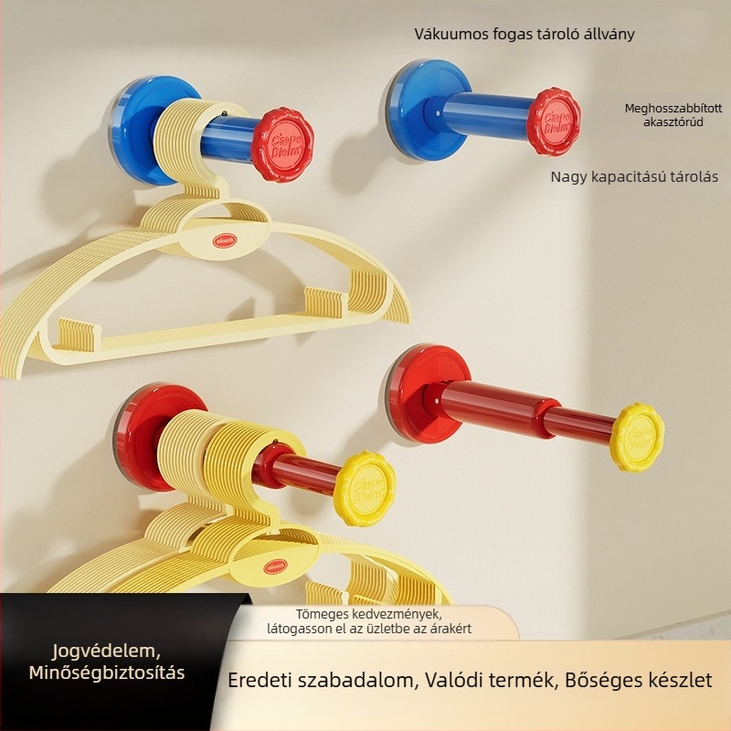 Dopamine vákuumos ruhafogas falra szerelhető, teleszkópos rúddal, fúrás nélkül, erkélyre és fürdőszobába
