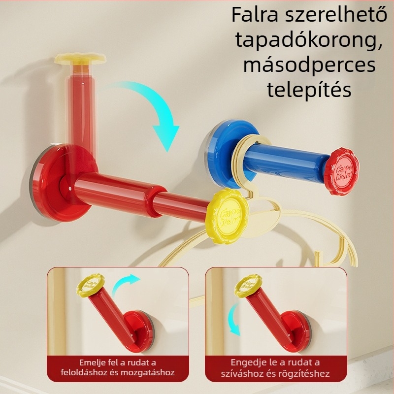 Dopamine vákuumos ruhafogas falra szerelhető, teleszkópos rúddal, fúrás nélkül, erkélyre és fürdőszobába